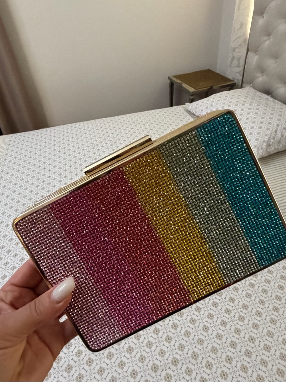 Crystal Stripe Multicolor Evening Clutch - Women Bags